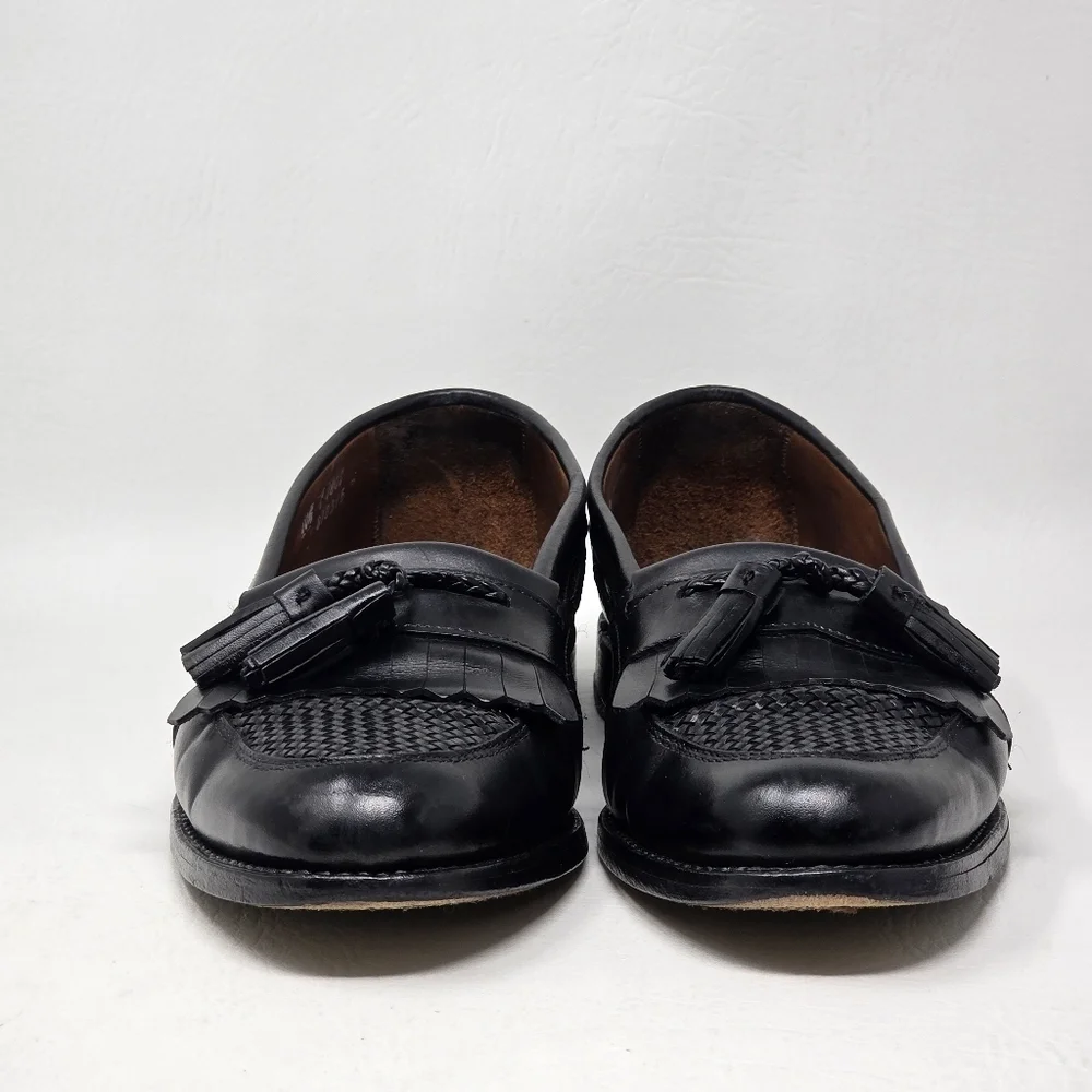 Allen Edmonds CODY Black Leather Woven Kiltie Tassel Loafer Dress Shoes Sz 10.5 Allen Edmonds Cody 1809 Black Kiltie Tassel Woven Slip-Ons  main image 2